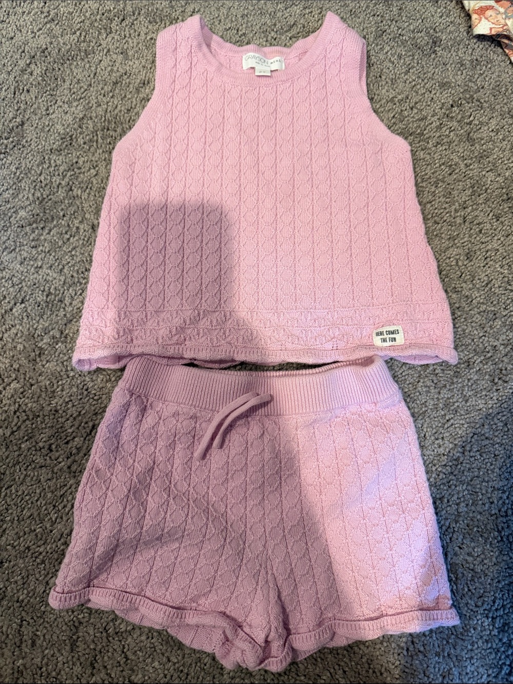 Grayson Mini Girls Lavendar Knit Tank & Shorts Set